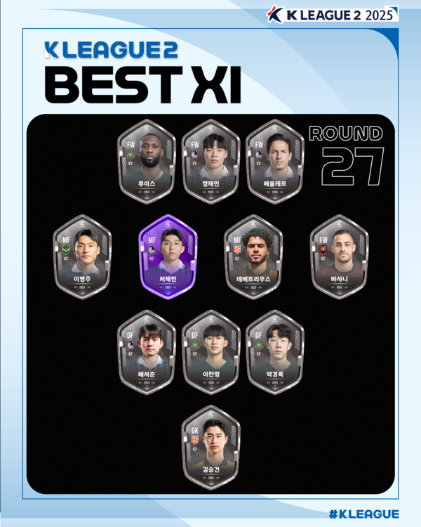 하나은행 K리그2 2025 27라운드 베스트11