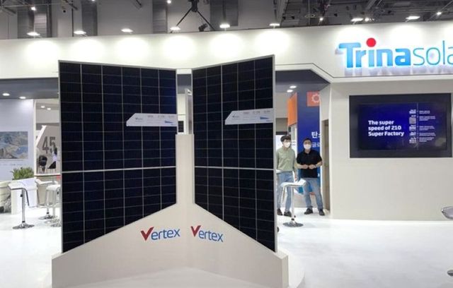 국제그린에너지박람회에 참가한 중국의 태양광 발전기업 트리니솔라의 부스 모습/트리니솔라 제공