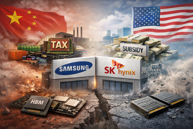 미-중 갈등 속 K반도체의 딜레마를 시각화한 모습./ChatGPT 생성 이미지.