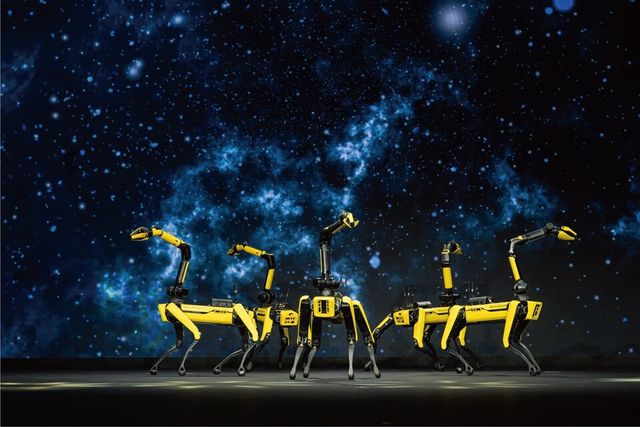 보스턴다이나믹스&nbsp;'스팟'이&nbsp;퍼포먼스를&nbsp;선보이는&nbsp;모습./현대차그룹