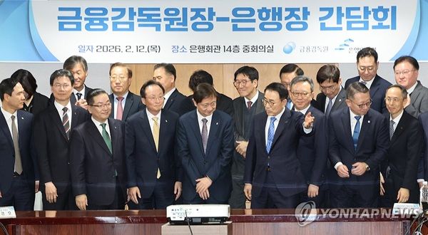 이찬진 금융감독 원장이 12일 오후 서울 중구의 은행회관에서 20개 국내은행 은행장과 간담회를 개최했다. /연합뉴스