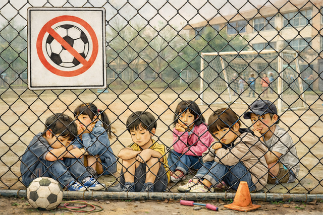 학교 현장에서 축구 등 신체활동을 제한하거나 사실상 금지하는 분위기가 확산 중이다. /AI로 생성한 이미지