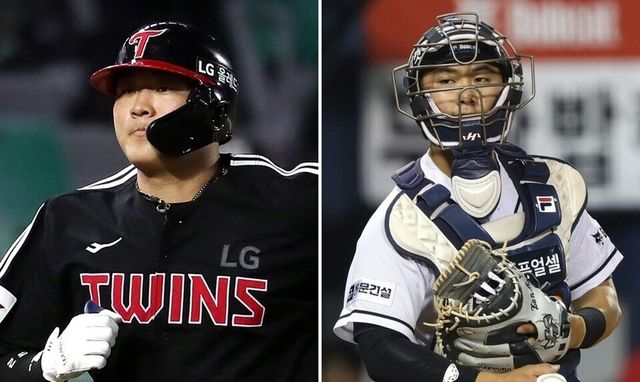 이재원(왼쪽)과 윤준호. /연합뉴스, 두산 베어스 제공