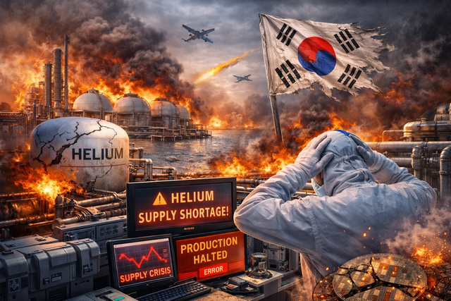반도체 위기와 헬륨 부족을 형상화한 이미지./ChatGPT