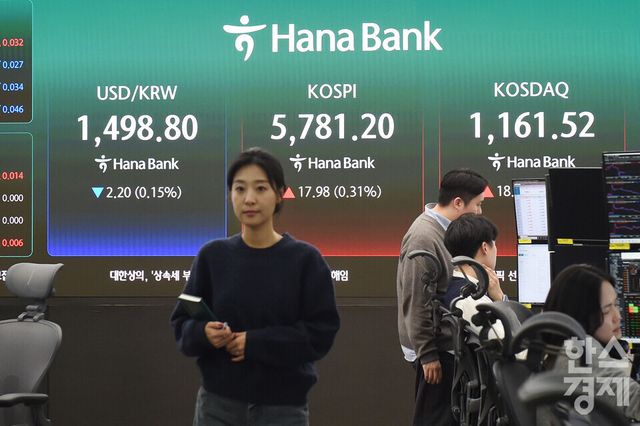 20일 오후 코스피가 전장 종가보다 17.98 포인트(0.31%) 상승하며 5,781.20으로, 코스닥은 18.4포인트(1.58%) 오른 1,161.52로 거래를 마감한 가운데, 서울 중구 하나은행본점 딜링룸에서 직원들이 업무를 보고 있다. 서울외환시장에서 달러/원 환율은 1.50원 내린 1,499.50원에 거래를 마감했다./ 이호형 기자 leemario@sporbiz.co.kr 2026.03.20