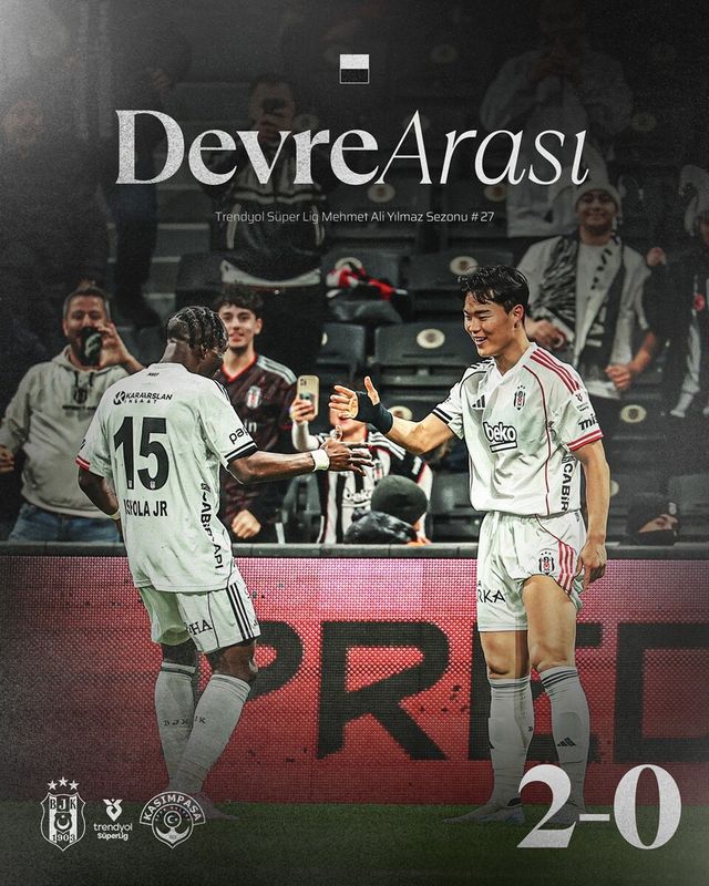 주니오르 올라이탕(왼쪽)과 오현규가 세리머니하고 있다. /베식타시 SNS 갈무리