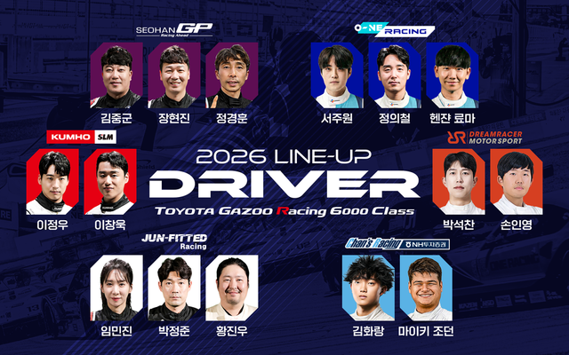 대한민국 모터스포츠 최상위 클래스인 토요타 가주 레이싱&nbsp;6000&nbsp;클래스 엔트리가 확정됐다./슈퍼레이스
