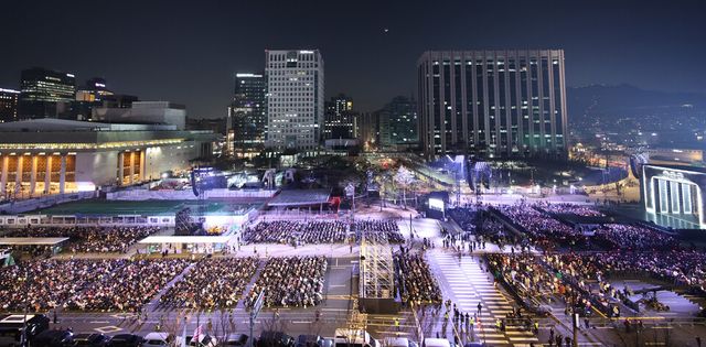 21일 서울 광화문 광장에서 그룹 방탄소년단(BTS)의 정규 5집 '아리랑'(ARIRANG) 발매 기념 공연이 진행되고 있다. /사진=연합뉴스