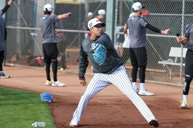 정우영이 미국 애리조나에서 훈련하고 있다. /LG 트윈스 제공