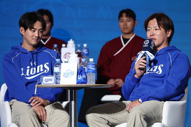 구자욱(왼쪽)과 강민호. /연합뉴스