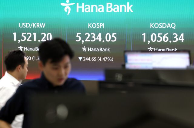 코스피가 2일 도널드 트럼프 미국 대통령의 대이란 강경 발언 여파로 4% 넘게 내렸다. /사진=연합뉴스