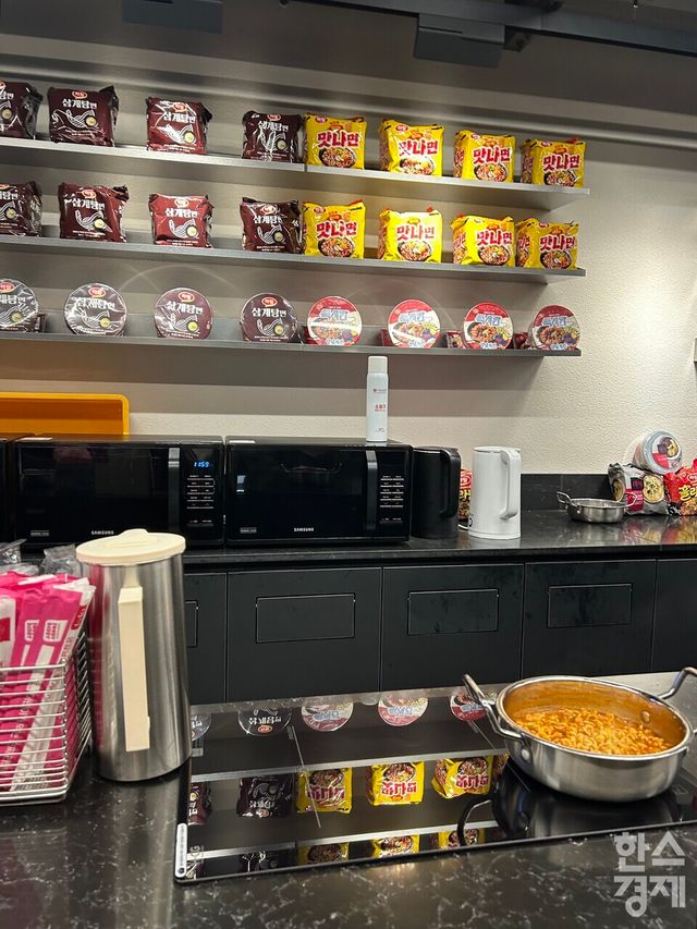 하림 라면 신제품을 시식해볼 수 있었던 공간./ 하지현 기자