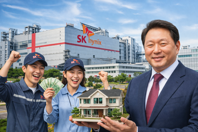 최태원 회장과 SK하이닉스 직원들의 모습 형상화 이미지./ChatGPT