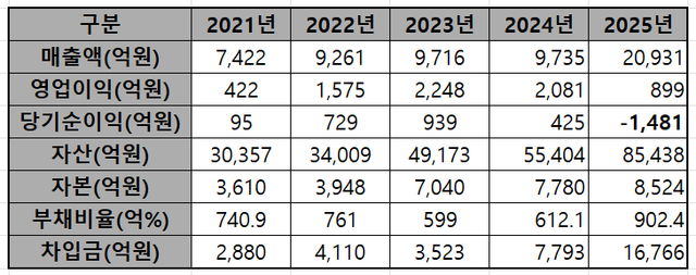 소노인터내셔널 2021년~2025년 연결 기준 재무재표 분석./이채연, 박정현 기자