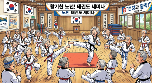 노인들이 태권도를 즐기고 있다. /AI 생성 이미지