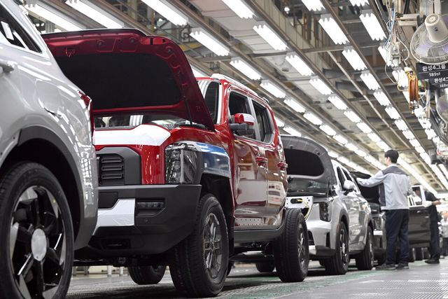 오토랜드 화성 '타스만&nbsp;생산라인'의 모습./기아