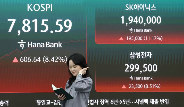 코스피가 21일 삼성전자 노사의 임금협상 타결에 힘입어 8% 급등했다. /사진=연합뉴스