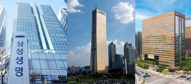 (왼쪽부터)삼성생명, 한화생명, 교보생명 본사 전경. 사진/한스경제, 각사&nbsp;