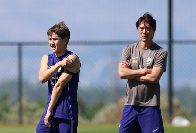 1일(현지 시각) 오후 미국 유타주 헤리먼에 위치한 자이언스뱅크 트레이닝센터에서 축구 대표팀 이강인이 훈련을 하고 있다. /연합뉴스
