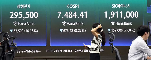코스피가 8일 8% 넘게 폭락해 7500선을 내줬다. /사진=연합뉴스