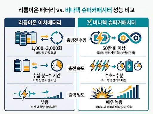 에너지 저장 장치별 기술 및 운영 사양 비교