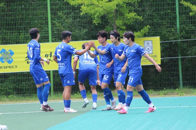 2일 열린 1조 1차전에서 광주대에 5-0 대승을 거둔 중앙대. /한국대학축구연맹 제공