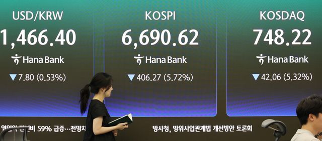 코스피와 코스닥이 24일 나란히 5% 넘게 급락했다. /사진=연합뉴스