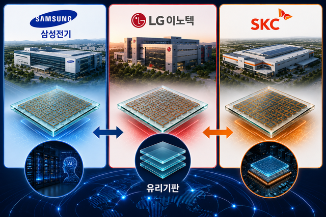 삼성전기와 LG이노텍, SKC가 차세대 반도체 핵심 기술로 꼽히는 유리기판 시장 선점을 위해 경쟁을 벌이고 있다./ChatGPT