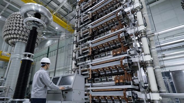 HVDC 변환 밸브 스택 정밀 테스트 및 검수 공정./AI 생성 이미지