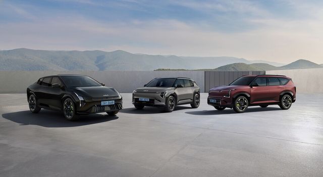 (왼쪽부터)&nbsp;EV4 GT, EV5 GT, EV3 GT의 외관./기아