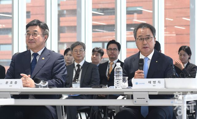 채병득 금융결제원장이 9일 서울 서초구 토스 신논현 사옥에서 열린 금결원-행안부-금감원-네이버·카카오·토스 업무협약식에서 모두 발언을 하고 있다./ 이호형 기자 leemario@sporbiz.co.kr 2026.07.09