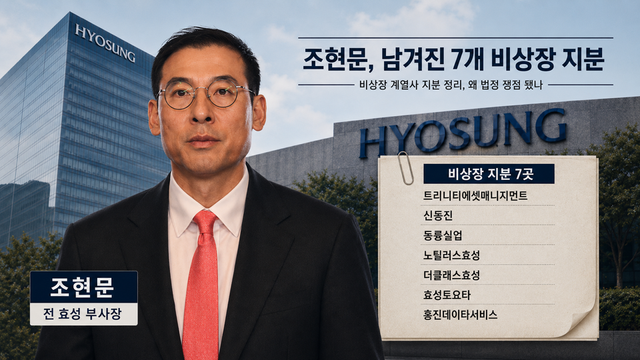 조현문 전 효성 부사장과 효성그룹 사옥을 배경으로, 조 전 부사장이 보유했던 비상장 계열사 7곳을 정리했다. 검찰은 해당 지분 정리 과정에서 효성 측을 압박한 정황이 있다고 주장하고 있다. / ChatGPT이미지&nbsp;
