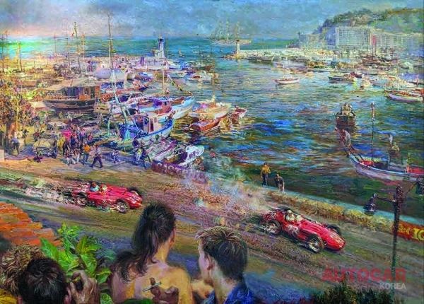 1956년 모나코 그랑프리에서 판지오를 이끄는 모스&nbsp;<br>