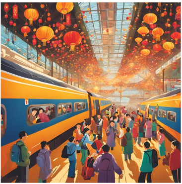 사진 = 생성형 ai 제작. 설연휴 여행객 모습