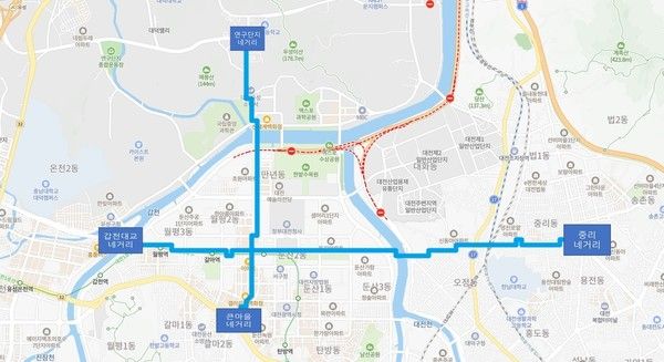 사진= 대전시(버스전용차로 단속 유예 구간)