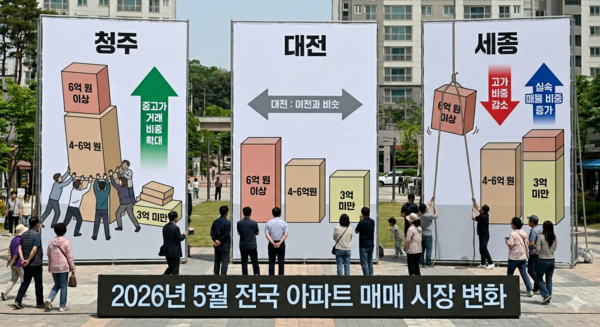 사진=전국 아파트 중고가 확대…충청권에선 청주 호조·세종 관망 (AI 생성)