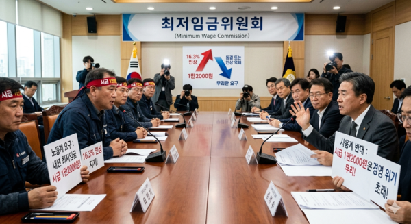 사진=최저임금 1만 2000원 꺼낸 노동계…경영계 ‘화들짝’(AI 생성)