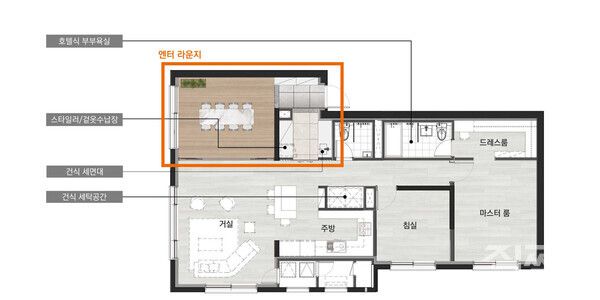 2024 굿디자인 어워드에서 브론즈상을 수상한 롯데건설의 신평면 엔터라운지 [롯데건설]