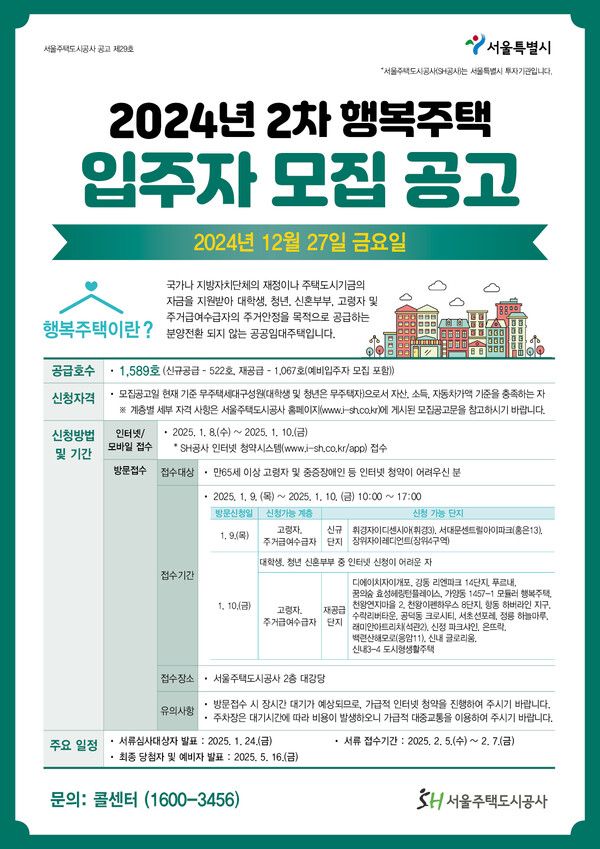 서울주택도시공사가 행복주택&nbsp;1589세대의&nbsp;입주자를 모집한다 [서울주택도시공사]