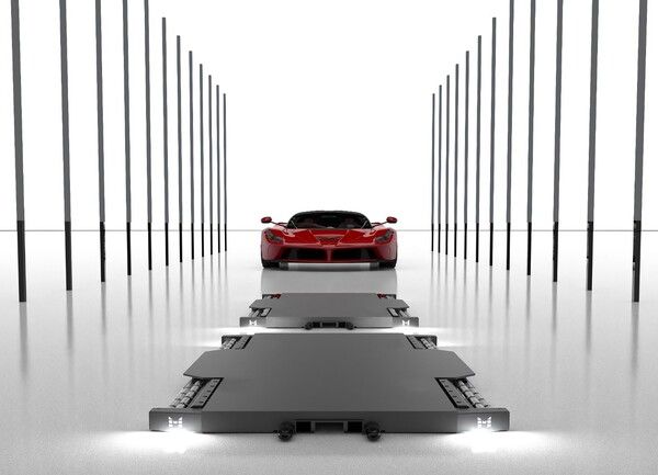 기계식 주차장을 대체할 수 있는 ‘엠피시스템’의 자동 로봇주차 시스템.&nbsp;삼표그룹 계열사 에스피앤모빌리티는 이 시스템으로 국내시장 공략에 나선다는 계획이다. [삼표그룹]