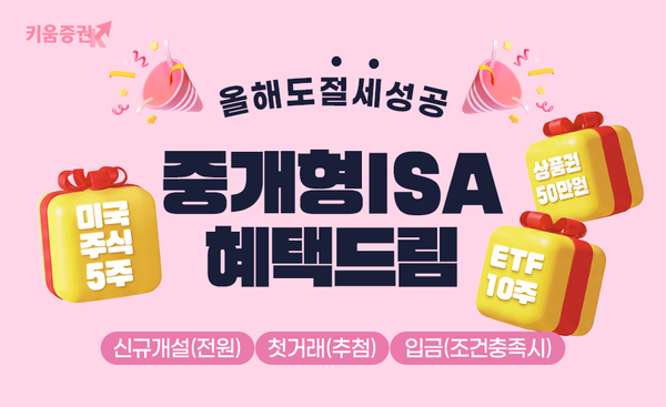 키움증권은 ‘올해도 절세 성공!&nbsp;중개형ISA&nbsp;혜택드림’ 이벤트를 진행한다. [키움증권]