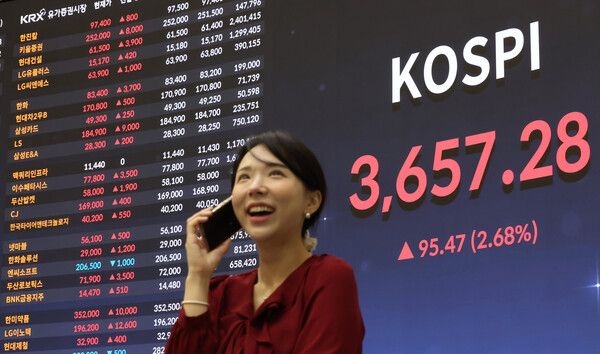 15일 서울 중구 하나은행 딜링룸 모습. [연합뉴스]