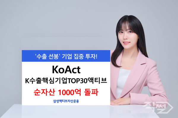 &nbsp;‘KoAct K수출핵심기업TOP30액티브’ ETF가 순자산&nbsp;1000억원을 돌파했다. [삼성액티브자산운용]