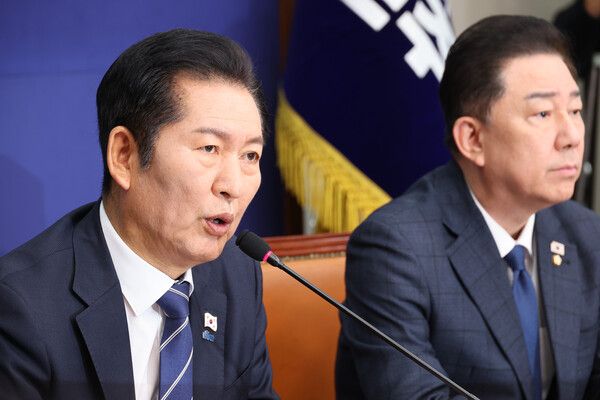 더불어민주당 정청래 대표가 12일 국회에서 열린 최고위원회의에서 발언하고 있다. [연합뉴스]