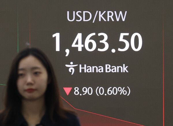 26일 서울 중구 하나은행 딜링룸 모습. [연합뉴스]