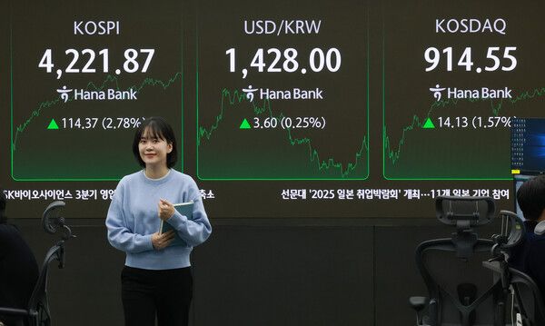 3일 서울 중구 하나은행 딜링룸 모습. [연합뉴스]