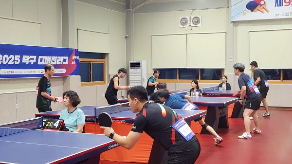 2025 탁구 디비전리그 양구 예선리그 경기 모습.