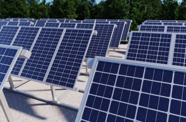 한 건물 옥상에 설치된 태양광 패널. [연합뉴스]