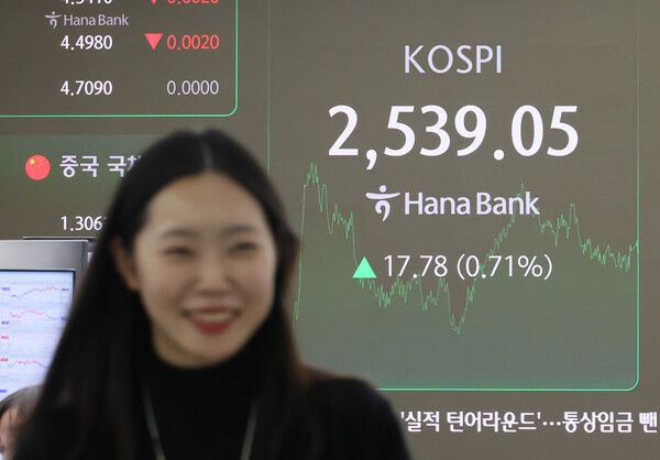 11일 서울 중구 하나은행 본점 딜링룸 모습. [연합뉴스]