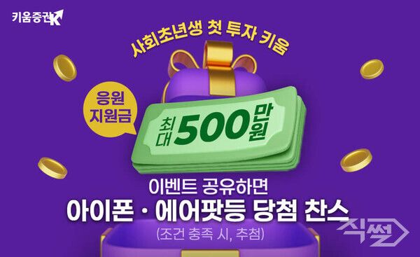 키움증권은 ‘사회초년생 첫투자, 키움에서 시작하세요’ 이벤트를 진행한다. [키움증권]